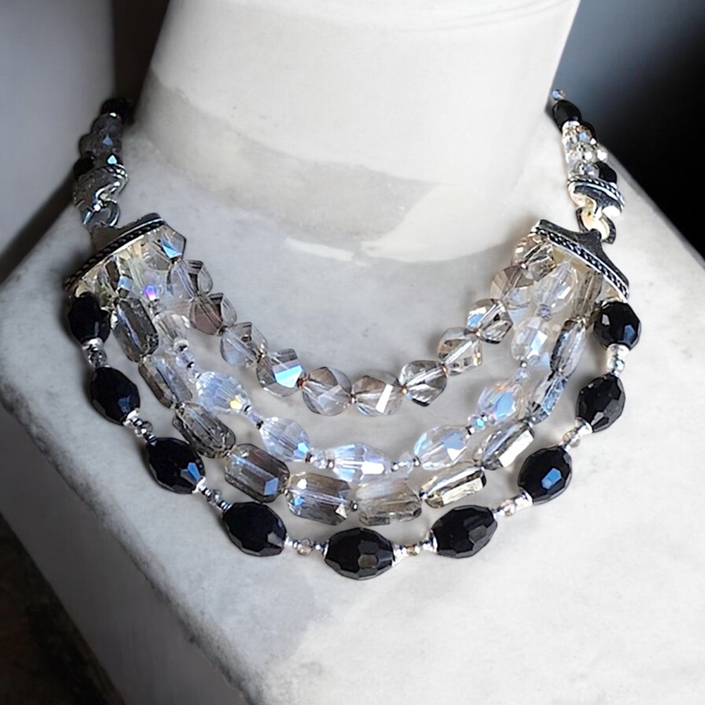 JNY Beaded Multi-Strand Toggle Necklace & Earrings Set
